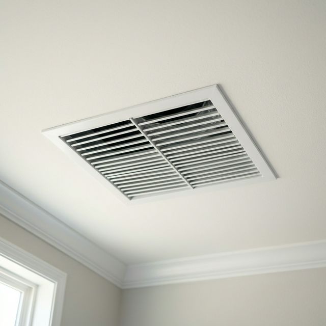 Modern white ducted air conditioning vent installed in the ceiling